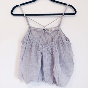 FREE PEOPLE Purple Tank Top With Detailed Neckline